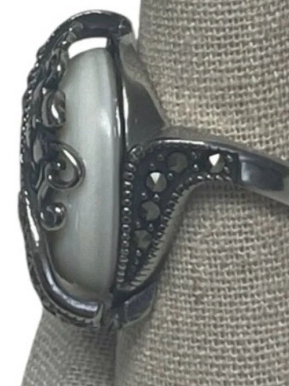 Mother of Pearl Floral Filigree Ring 316L Stainless Steel Victorian NWT